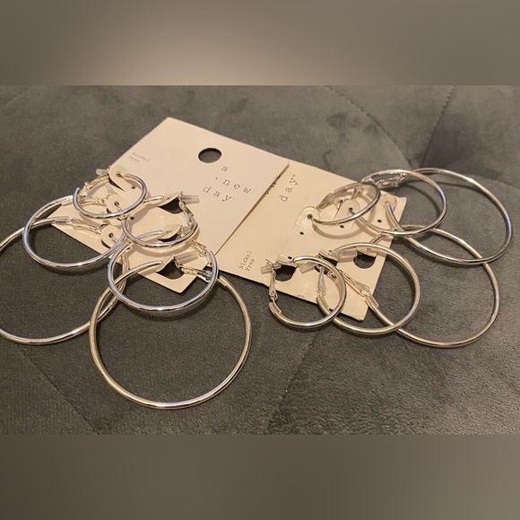 Graduated set of Silver tone Earrings- two sets (6 pairs of earrings total) - Picture 2 of 3